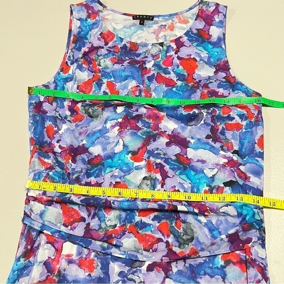 Theory Harida Perplexing Print Silk Watercolor Sleeveless Dress - Picture 8 of 11